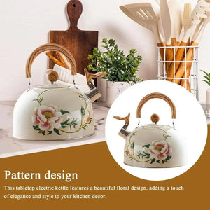 3L Whistling Kettle Teapot Floral Enameled Universal Teapot Water Kettle Large Capacity Thickened Coffee Pot Aimak Store