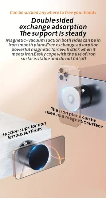 Car Mobile Brackets Double-sided Vacuum Magnetic Suction Bracket Mobile Phone Bracket Suction Cup  Folding Swivel desktop Stand Aimak Store