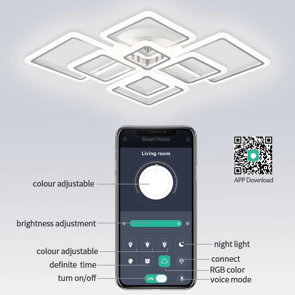 Nordic Pendant Light Ceiling Lamp Modern square LED Chandelier Suitable for Bedrooms Living Rooms Kitchen Dining Lighting Decor Aimak Store