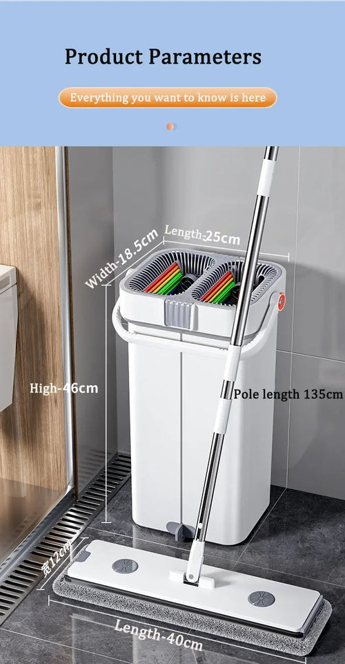 Joybos 40cm Big Mop Washing With Bucket and Squeeze Floor Cleaning Hand Free Flat Floor Mop Microfiber Household Cleaner Tools Aimak Store