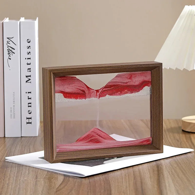 3D Sandscape Moving Sand Art Picture Wooden Frame Quicksand Liquid Hourglass Craft Flowing Sand Painting Office Home Decor Gifts Aimak Store