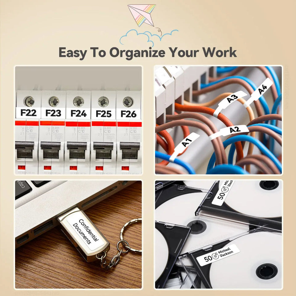 Potable Mini Printer P12 Adhesive Label Printer No Ink Printing Bluetooth Pocket Labeller with Cutter or 3PK Continue Label Roll Aimak Store