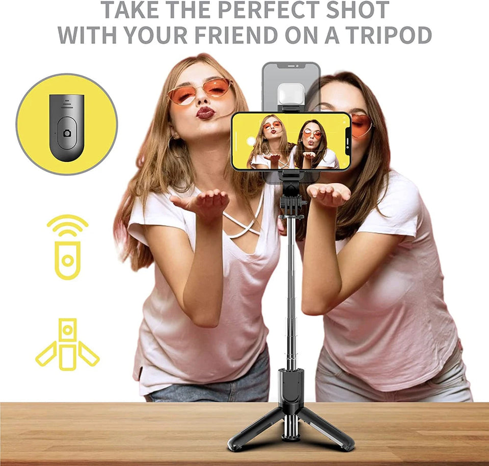 Wireless Bluetooth Selfie Stick Foldable Portable Tripod with Fill Light Shutter Remote Control for Android iPhone Smartphone Aimak Store