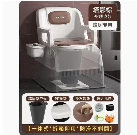 Ergonomic Elderly Toilet, Detachable Armrest, Heightened Portable Seat, Soft Backrest Comfort Chair for Pregnant Women