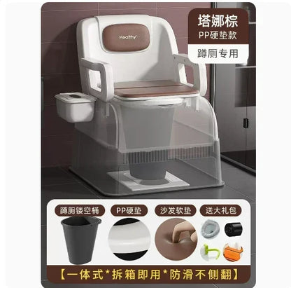 Ergonomic Elderly Toilet, Detachable Armrest, Heightened Portable Seat, Soft Backrest Comfort Chair for Pregnant Women