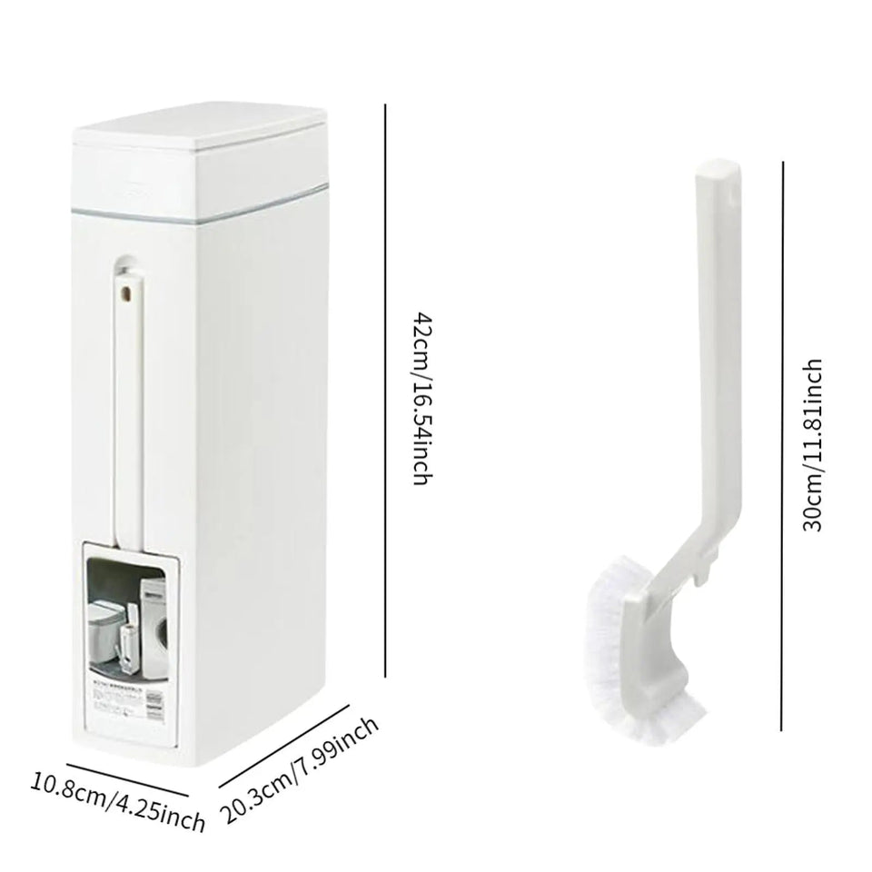 Bathroom Bin with Toilet Brush Holder,Trash Can,White Portable Paper Basket,Slim Trash Can with Toilet Brush for Bathroom Aimak Store