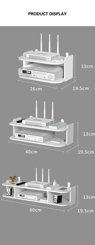 2/3 Layer 30cm Wifi Hanging Shelf Router Power Strip Multi Outlet TV Set Top Box Cable Hidden Floating Rack Storage Organizer Aimak Store