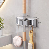 Mop and Broom Organizer Mop Holder Rack Mop Holder Wall Mounted Strong Broom Mop Holder Shelf with Hooks Organizers Hang Broom Aimak Store