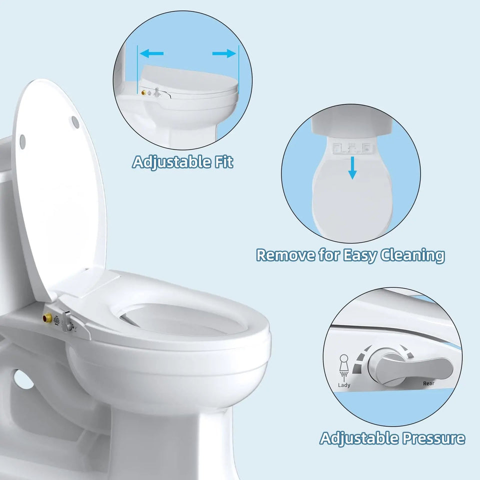 Elongated Bidet Toilet Seat with Slow Close,Non-Electric Bidet Attachment for Toilet Seat with Dual Nozzle,Self-Cleaning Nozzles Aimak Store