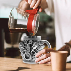 Creative Water Mug Stainless Steel Coffee Cup Reusable Cocktail Mug Creative Water Cup V6 V8 Engines Design Mug for Home Office Aimak Store