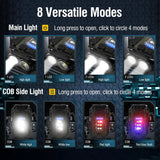 8 Modes Waterproof Mini Keychain Flashlight Magnet USB C Rechargeable EDC 800 High Lumens LED&COB Portable Clip on Flashlights Aimak Store