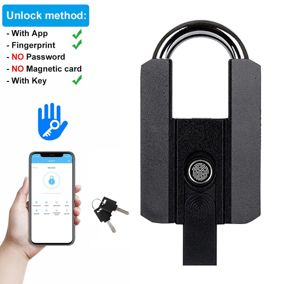 Smart Fingerprint Padlock Keyless Security Password Locker Anti-Theft TTLOCK/Tuya APP Controls Biometric Thumbprint Door Lock Aimak Store