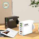 200W 6 Port USB C Charger Super Fast Charging PD3.0 USB C Type C Mobile Phone Charger For iPhone 16 SE4 Samsung Xiaomi ipad Aimak Store