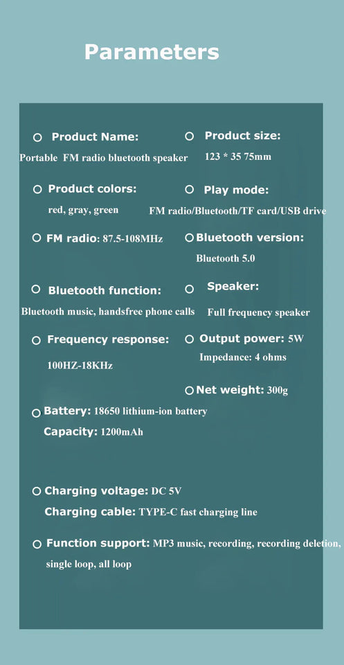 Mini Portable FM Radio High Sensitivity Radios Receiver Wireless Hifi  Bluetooth Speaker with Mic Support Recording TF USB Play Aimak Store