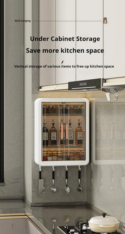 Multi functional kitchen storage rack, no drilling wall corner storage rack, multi-layer dust-proof storage cabinet box, wall mo