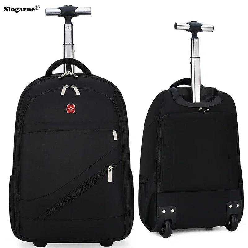 Men Trolley Backpack Shoulders Travel Bag with Wheels 24 Inch Students Rolling Luggage Business Trolley Large Capacity Suitcases Aimak Store