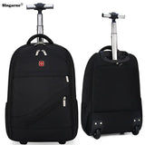 Men Trolley Backpack Shoulders Travel Bag with Wheels 24 Inch Students Rolling Luggage Business Trolley Large Capacity Suitcases Aimak Store