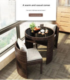 Balcony courtyard leisure table and chair combination rattan chair three piece set tea imitation rattan chair tea table Aimak Store