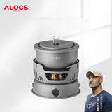 Outdoor Cooking Pot Set ALOCS CW-C05 Camping Portable Easy Storage Picnic Pot With Alcohol Stove Blast Proof Stove Cover Pot Aimak Store