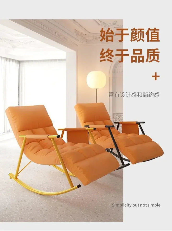 Rocking Chair Folding Nordic Balcony Lazy Chair Adult Leisure Technology Cloth Rocking chairs Sofa Bedroom Garden Lounge Seat Aimak Store
