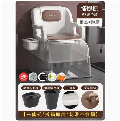 Ergonomic Elderly Toilet, Detachable Armrest, Heightened Portable Seat, Soft Backrest Comfort Chair for Pregnant Women