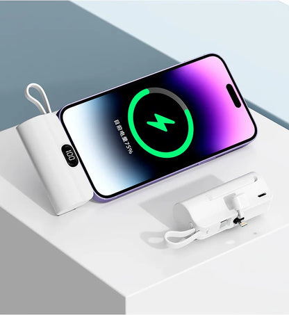 5000/10000/20000mAh 2IN1 Mini Power Bank Pocket External Battery Plug Portable Power Bank For iPhone Huawei Fast Charging Outdoo