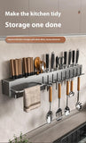 No Drill Wall Mounted Knife Holder Compact Organizer for Kitchen Utensils Cutlery Storage Space Saving Easy Install Aimak Store