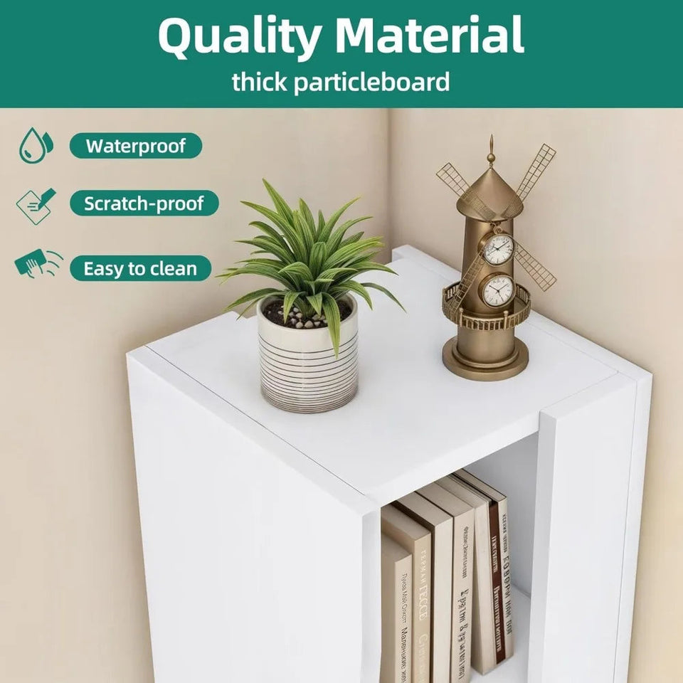 Bookcase Corner Bookshelf, Small 4-Tier Rotating Bookshelf, 360 Display Bookcase Spinning Tower Narrow Shelf Organizer Storage Aimak Store