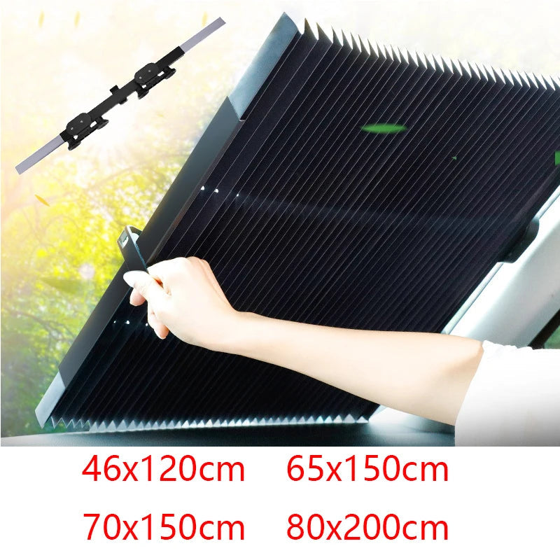 Car Front Windshield Curtain Retractable Front Back Window Sun Protector Auto Sun Shade Visor Car Windshield Sunshade Accessory Aimak Store