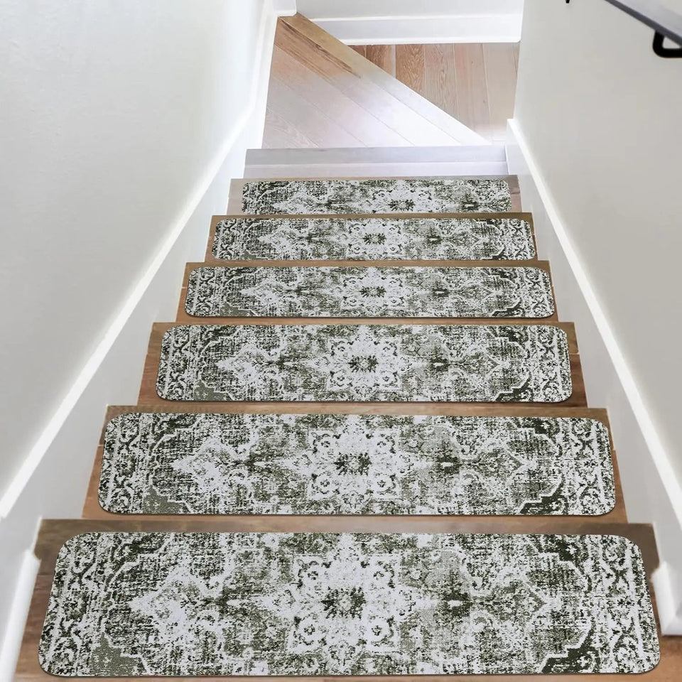 Carpet Stair Treads for Wooden Steps Set of 15, 30''X8'' Indoor Runner Resistant Rugs Rubber Safety Mats for Dogs Aimak Store