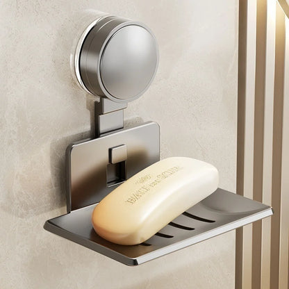 No-Drill Suction Cup storage Soap Box Wall Mounted Space Soap Storage Rack Non Perforated Household Drain Soap Dish Box