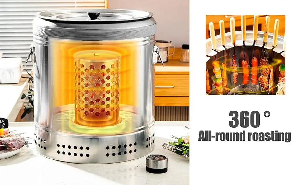 Stainless Steel Wrap-around Grill Charcoal Grill Smokeless Grill Cooking Grate Portable Camping Oven Household Barbecue Tools Aimak Store