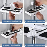 Bathroom Shower Storage Rack Organizer No Drilling Lifting Rod Shower Head Holder Shower Gel Shampoo Tray Holder Pole Shelves Aimak Store