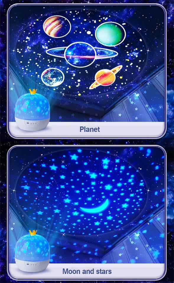 Crown Star Light Projection Rotating Star Bedroom Ceiling Atmosphere Night Lamp Stars Childrens Birthday Gift with Films Sheet Aimak Store