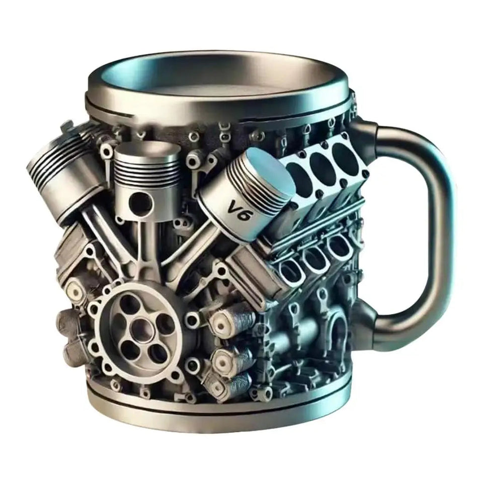 Funny V8 V6 Engines Design Tea Cup Coffee Mug Handmade Engines Stainless Steel Resin Large Capacity Coffee Cup Aimak Store