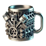 Funny V8 V6 Engines Design Tea Cup Coffee Mug Handmade Engines Stainless Steel Resin Large Capacity Coffee Cup Aimak Store