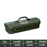 DELIXI Thicked Iron Tool Box Multi-functional Hard Case Industrial Tools Storage Box Household Car Hand-held Steel Storage Box Aimak Store
