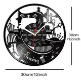 Sewing Machine Customization Vinyl Record Wall Clock Quilting Room Decoration Logo Personalized Tailor Name Clock Tailor Gift Aimak Store