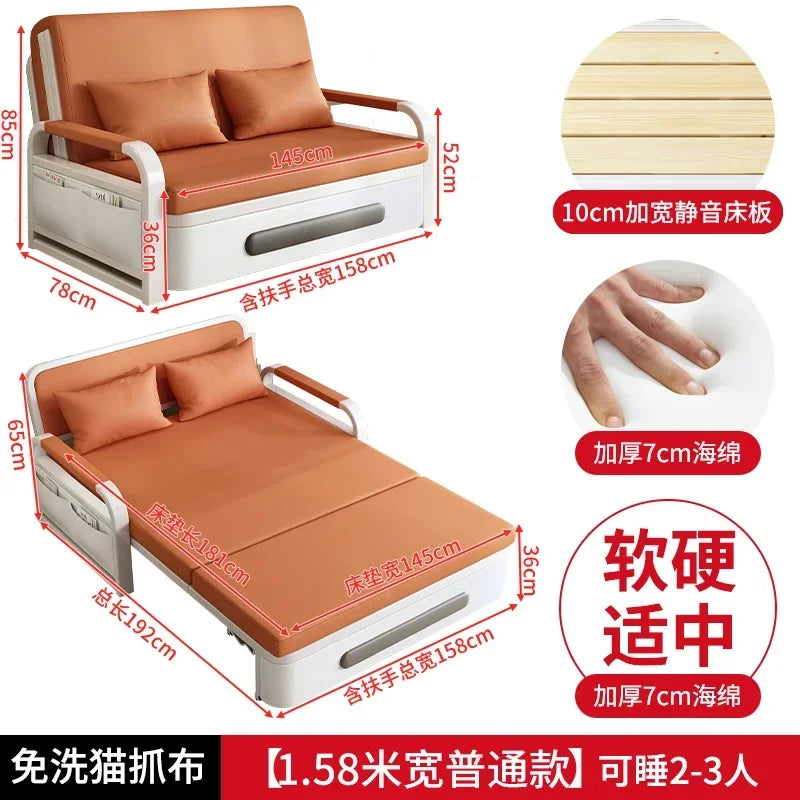 2025 New 1.2 Multi functional single double bed room sofa bed folding dual-use Internet new living room On Sale Aimak Store