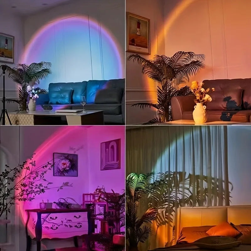 1pc Vibrant Sunset Projection Light - 16-Color Spectrum, USB Remote Control, Dynamic Color Changing LED Light -Creates Warm Home Aimak Store
