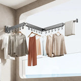 Foldable No Drill Wall Mounted Clothes Drying Rack, Indoor Outdoor Retractable Hanger, Space-Saving Design for Balcony Aimak Store