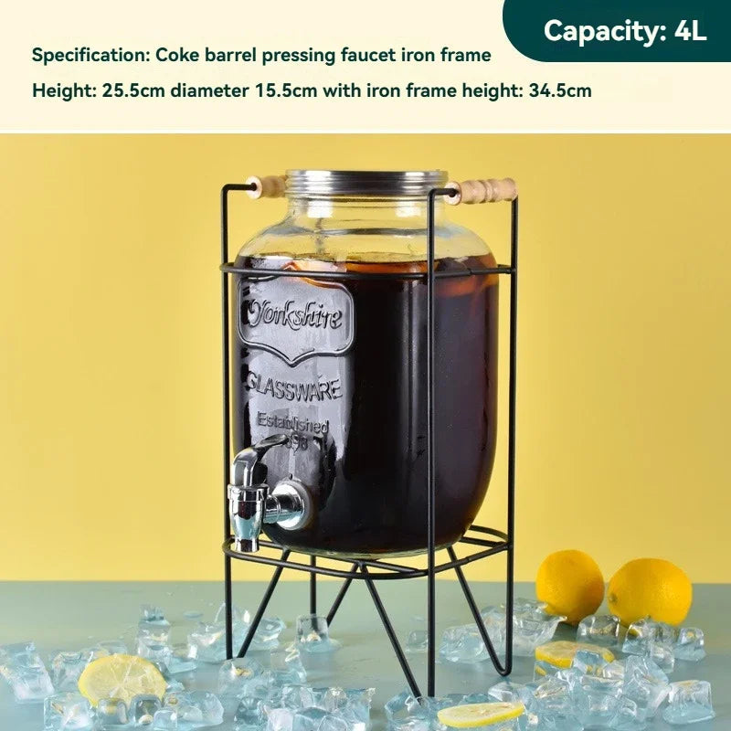4L Large Drink Dispenser Sealed Drink Lemonade Dispenser Jar With Faucet Cocktail Wine Drinker Parties Juice Can Container Aimak Store