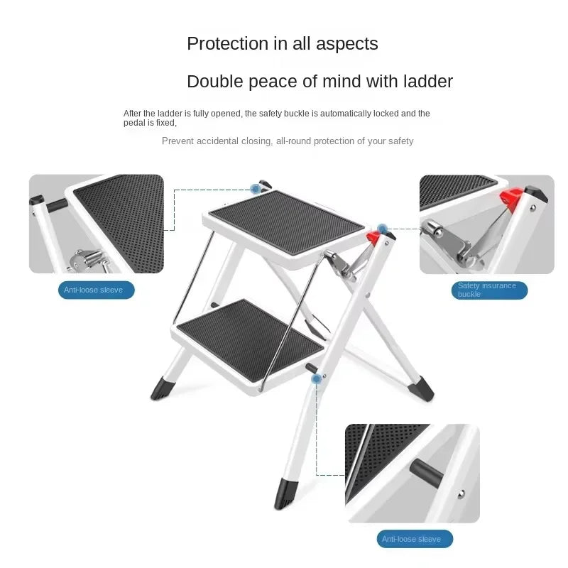 Small Household Folding Ladder Multifunctional Herringbone Ladder Compact Step Stool for Indoor Use Rack Ladder Design