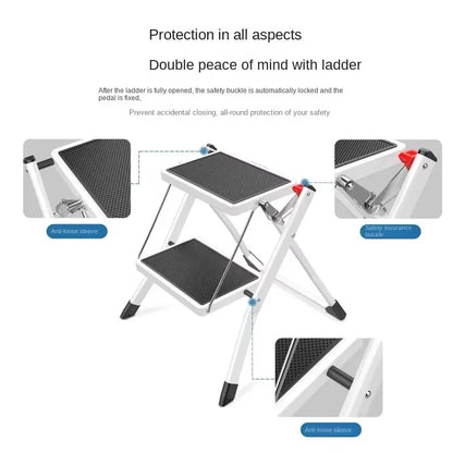 Small Household Folding Ladder Multifunctional Herringbone Ladder Compact Step Stool for Indoor Use Rack Ladder Design