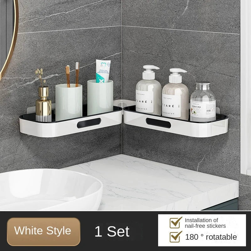 Punch-free Bathroom Shelf Wall-mounted Rotatable Rack  Corner Shower for Shampoo Makeup Organizer Bathroom Accessories Aimak Store