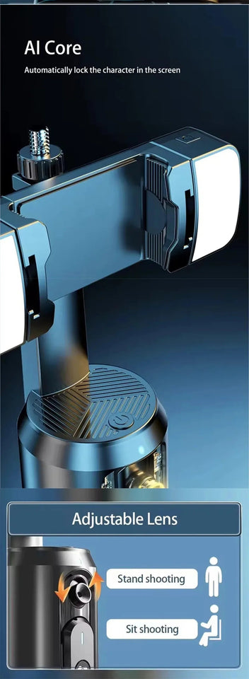 FANGTUOSI 360 Rotation Follow-up Gimbal Stabilizer Monopod Desktop Tracking Gimbal with Remote for Phone Tiktok Live Photography Aimak Store