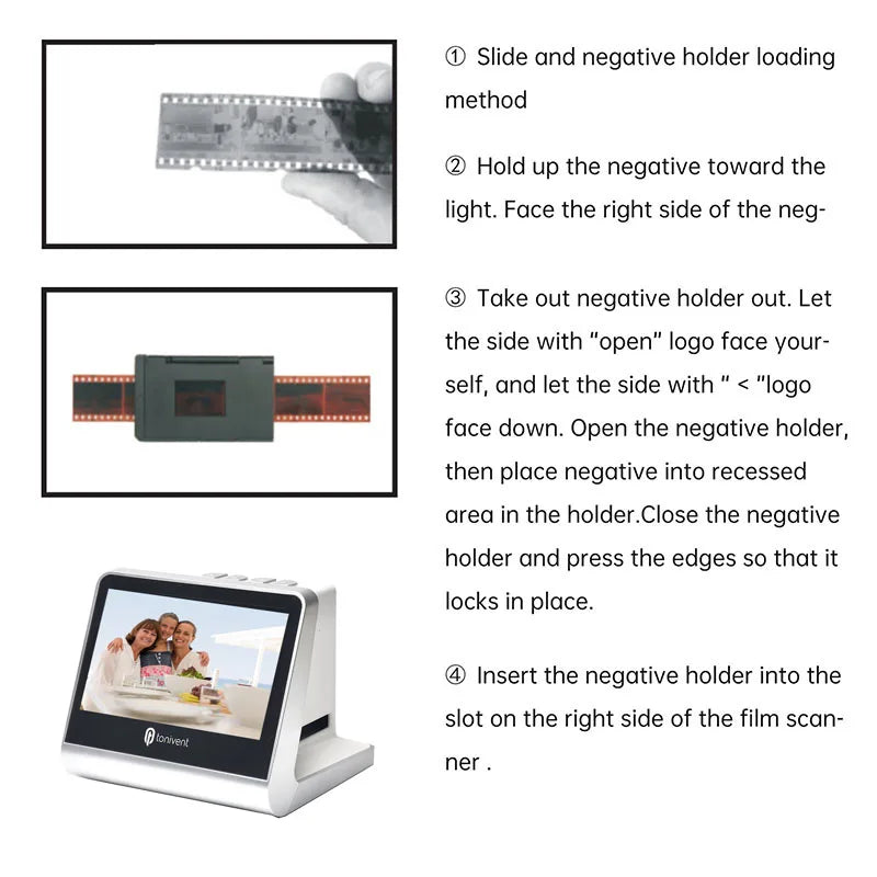 22MP Film Scanner for 135 Film 126KPK/110 Film/Super8/ Monochrome/Slide to Digital JPEG Photos Built 16GB Memory 5'' LCD Screen Aimak Store
