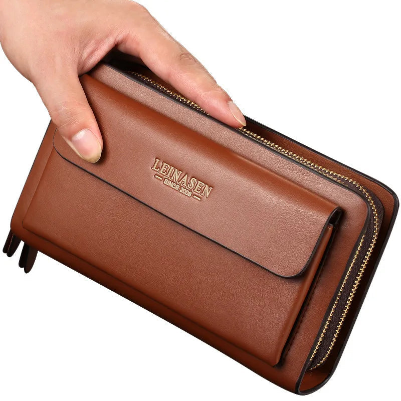 Men Clutch Bag Men's Long Purse Large Capacity Men's Wallets Cell Phone Pocket Passcard Pocket High Quality Wallet Bags For Men Aimak Store