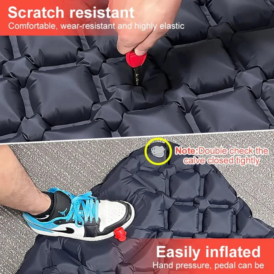 Outdoor Camping Inflatable Mattress Sleeping Pad With Pillows Ultralight Air Mat Built In Inflator Pump Hiking Aimak Store
