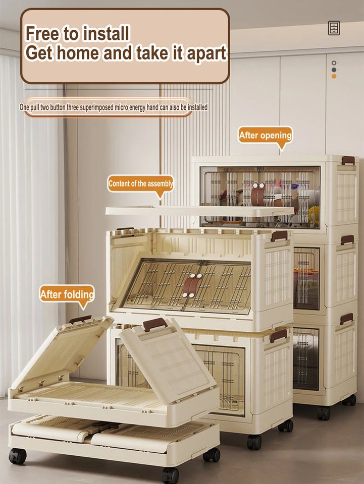 Large Capacity Multifunction Folding Storage Cabinet Dustproof Wardrobe Closet Organizer Easy-to-Install Storage Boxes Aimak Store